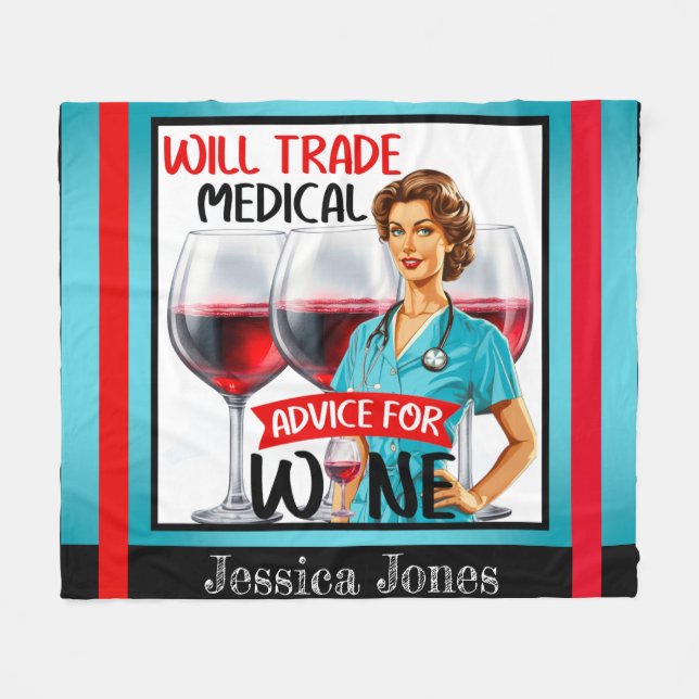 Niedlich Nostalgische Krankenschwester Pinup wird  Fleecedecke (Vorderseite (Horizontal))