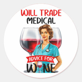 Niedlich Nostalgische Krankenschwester Pinup wird Runder Aufkleber