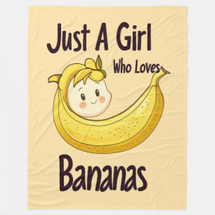 Niedlich nur ein Mädchen, das Bananen Lieben Obst  Fleecedecke