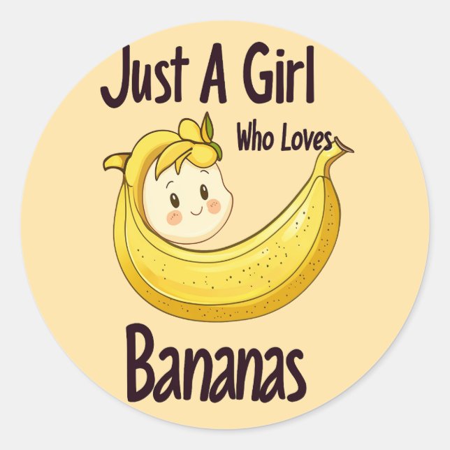 Niedlich nur ein Mädchen, das Bananen Lieben Obst  Runder Aufkleber (Vorderseite)