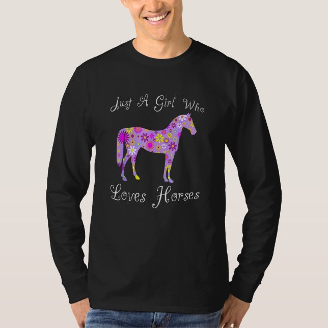 Niedlich nur ein Mädchen, das Pferde Liebe T-Shirt (Vorderseite)