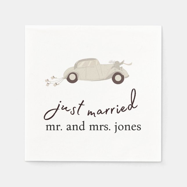 Niedlich nur verheiratet Getaway Car Serviette (Vorderseite)