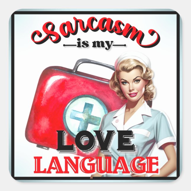 Niedlich Nurse Pinup_ Liebe Quadratischer Aufkleber (Vorderseite)