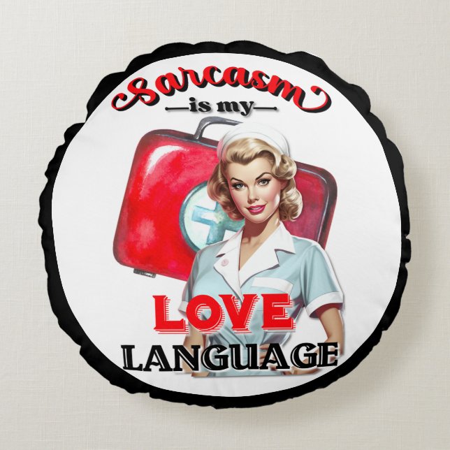 Niedlich Nurse Pinup_ Liebe Rundes Kissen (Vorderseite)