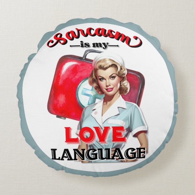 Niedlich Nurse Pinup_ Liebe Rundes Kissen (Vorderseite)