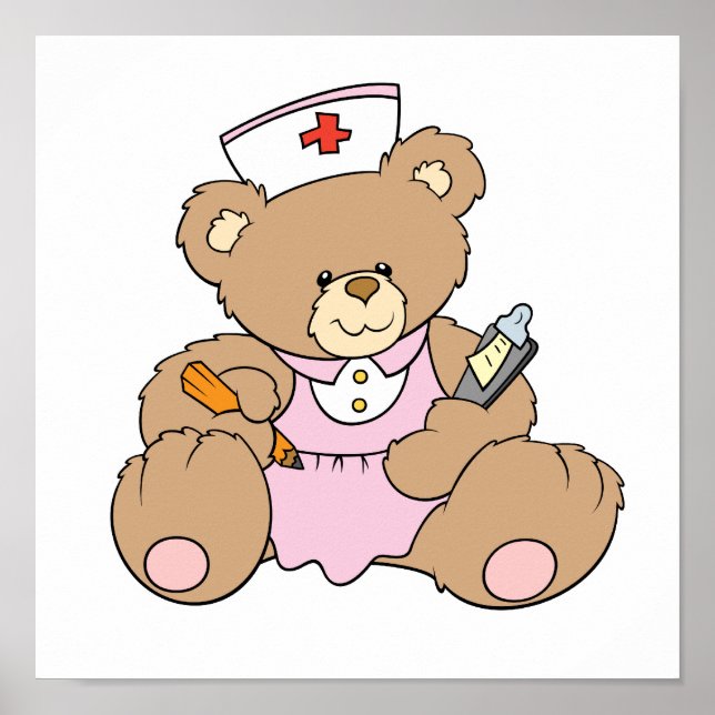 Niedlich Nurse RN Bear Poster (Vorne)