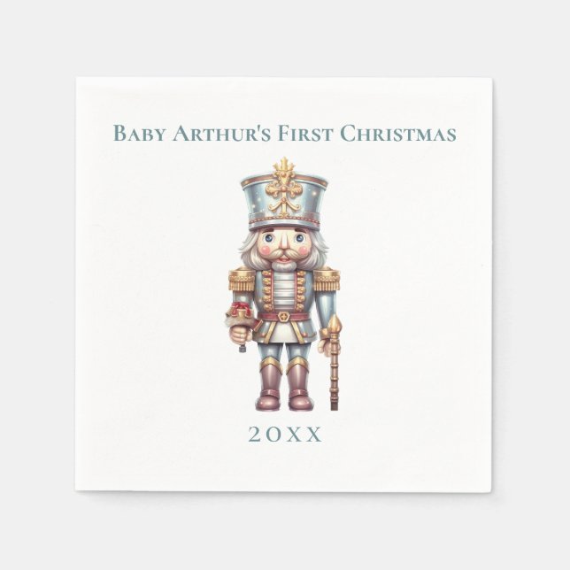 Niedlich Nutcracker Baby's 1. Weihnachten Serviette (Vorderseite)