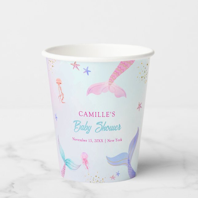 Niedlich Ocean Summer Meerjungfrau Schwanz Babydus Pappbecher (Vorderseite)