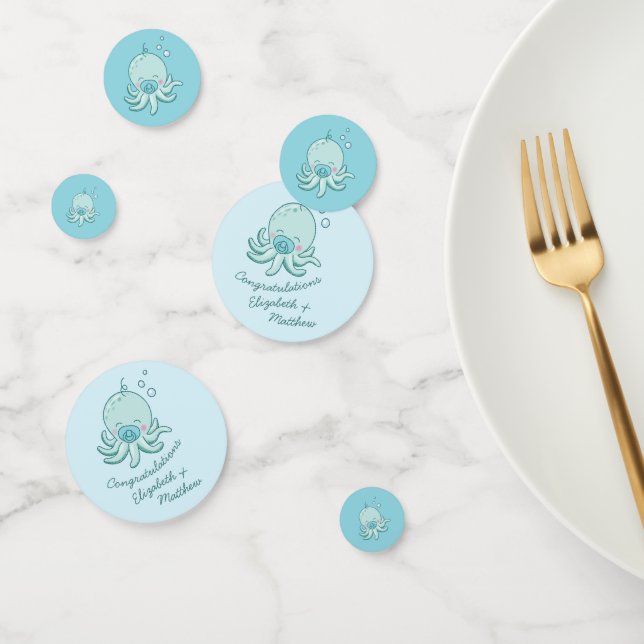 Niedlich Octopus Baby Shower Kawaii Blue Boy Konfetti (Gruppe)