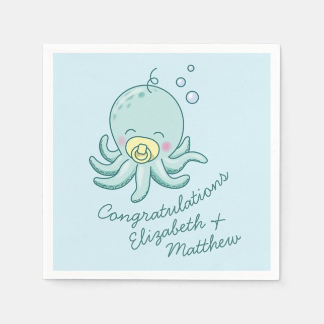 Niedlich Octopus Babydusche Kawaii Serviette (Vorderseite)