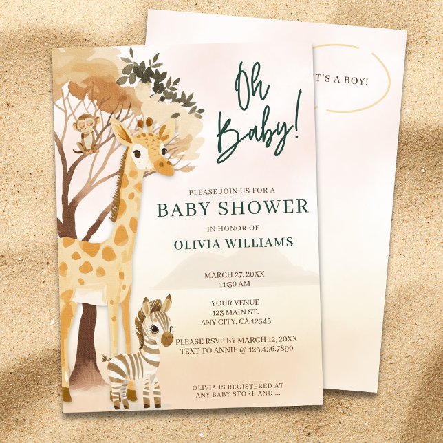 Niedlich Oh Baby Boy Safari Baby Dusche Einladung (Von Creator hochgeladen)
