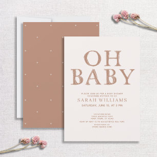 Niedlich Oh Baby Brown Dots Minimal Babydusche Einladung