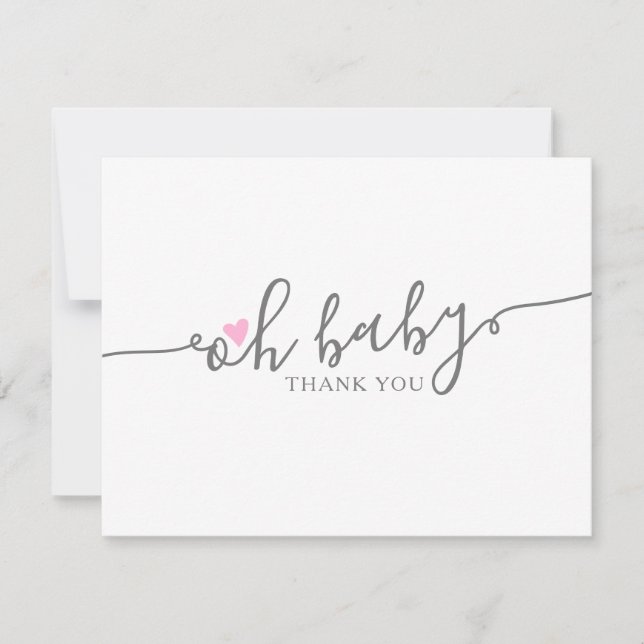 Niedlich Oh Baby Heart Girl Babydusche Danke (Vorderseite)