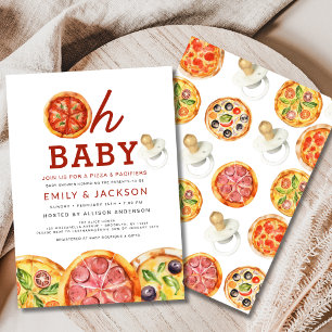 Niedlich Oh Baby Pizza & Schnullers Kinderdusche Einladung