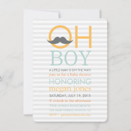 Niedlich Oh Boy Mustache Kinderdusche Einladungen