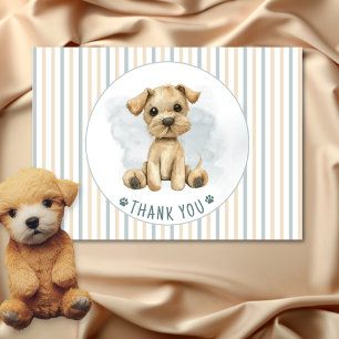Niedlich Oh Boy Puppy Blue Baby Dusche Leere Dankeskarte