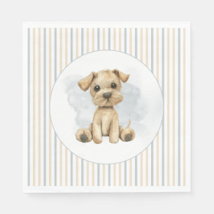 Niedlich Oh Boy Puppy Blue Baby Dusche Serviette