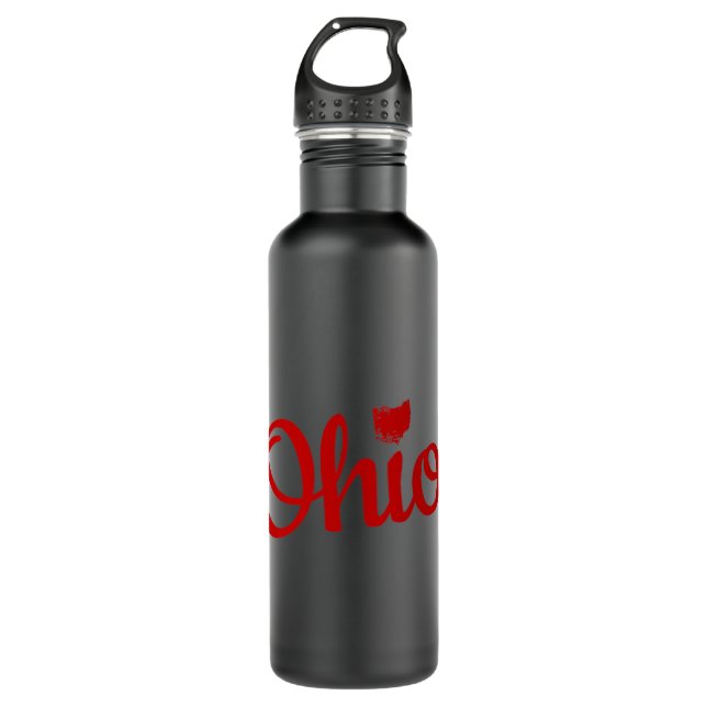 Niedlich Ohio Red Script OH Karte Liebe Zuhause Bu Edelstahlflasche (Vorderseite)