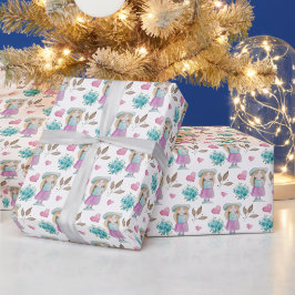 Niedlich Oink Blue Flower Giro Geschenkpapier