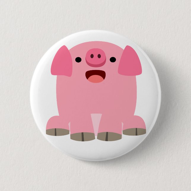 Niedlich Oinking Cartoon Pig Button Abzeichen (Vorderseite)