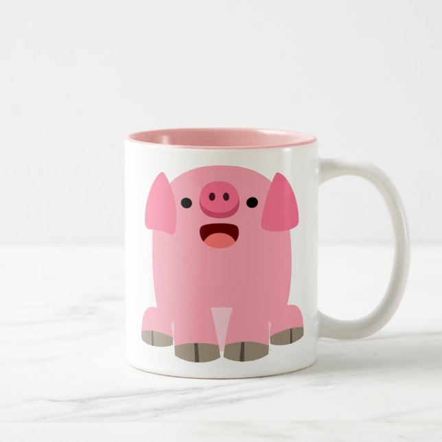 Niedlich Oinking Cartoon Tasse (Rechts)