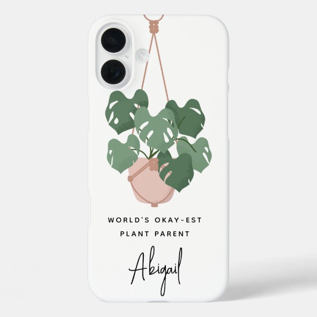 Niedlich Okay Pflanze Eltern Personalisiert iPhone 16 Plus Hülle (Rückseite)