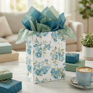 Niedlich Olive Green Aqua Türkis Flora Aqua Mittlere Geschenktüte