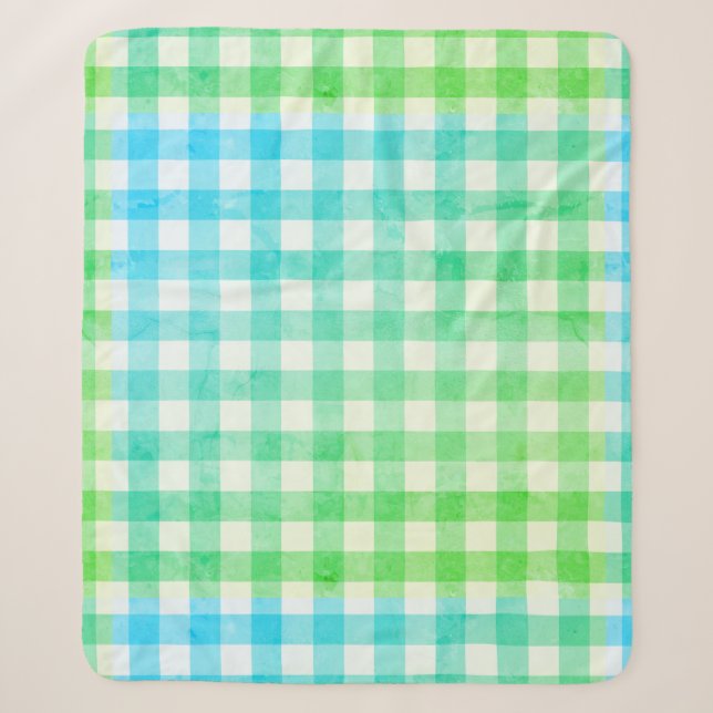 Niedlich Ombre Kariert Gingham Country Farmhouse Sherpadecke (Vorderseite)