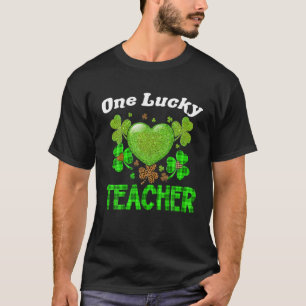 Niedlich One Lucky Lehrer Karierte Kleeblatts Sain T-Shirt