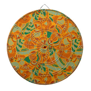 Niedlich orange abstrakte nahtlose Blume Keramik Dartscheibe