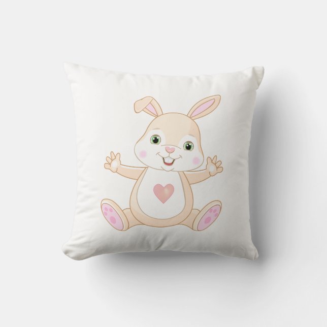 Niedlich Orange Baby Bunny auf Weiß Kissen (Vorderseite)