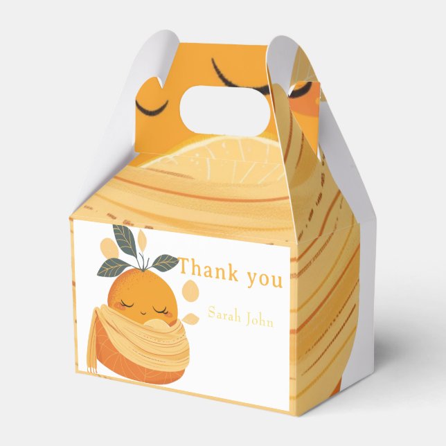niedlich orange Babydusche Geschenkschachtel (Vorderseite)