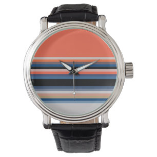 Niedlich-orange-blaue Streifen Armbanduhr