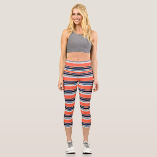 Niedlich-orange-blaue Streifen Capri Leggings