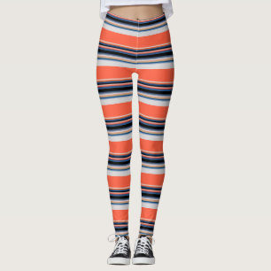 Niedlich-orange-blaue Streifen Leggings