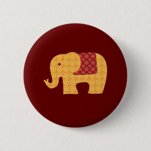 Niedlich Orange Blume Elephant on Red Button