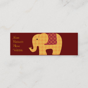Niedlich Orange Blume Elephant on Red Mini Visitenkarte