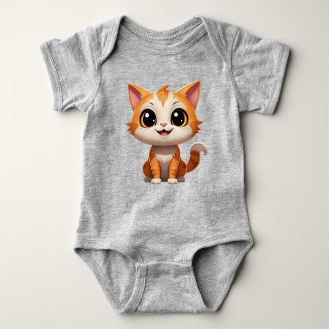 Niedlich Orange Cat Cartoon Style Character-89738 Baby Strampler (Vorderseite)