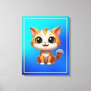 Niedlich Orange Cat Cartoon Style Character-89738 Leinwanddruck