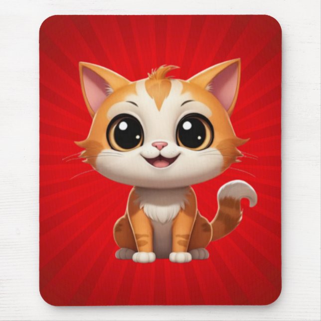 Niedlich Orange Cat Cartoon Style Character-89738 Mousepad (Vorne)