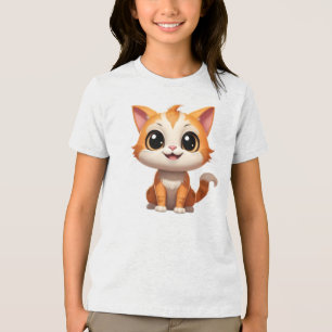 Niedlich Orange Cat Cartoon Style Character-89738 Tri-Blend Shirt