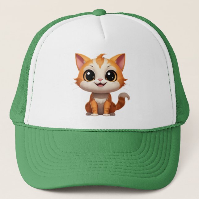 Niedlich Orange Cat Cartoon Style Character-89738 Truckerkappe (Vorderseite)
