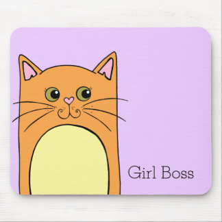 Niedlich Orange Cat Girl Boss Mousepad