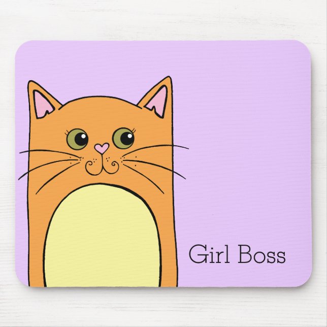Niedlich Orange Cat Girl Boss Mousepad (Vorne)