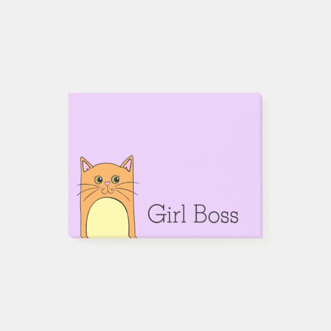 Niedlich Orange Cat Girl Boss Post-it Klebezettel (Vorderseite)