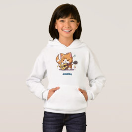 Niedlich Orange Cat Playing Guitar Hoodie