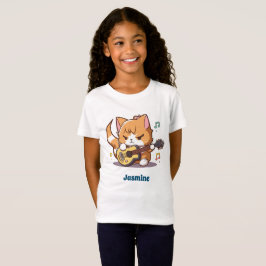 Niedlich Orange Cat Playing Guitar T-Shirt