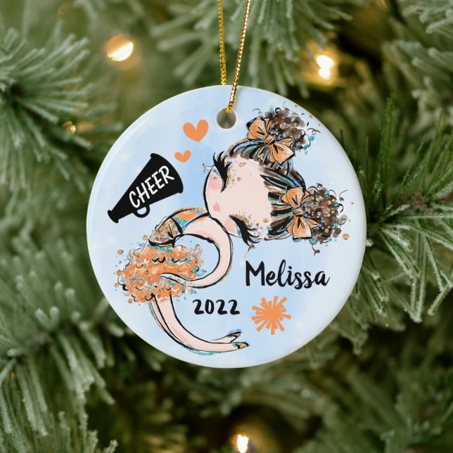 Niedlich Orange Cheerleader Girl Ornament Obelisk (Baum)