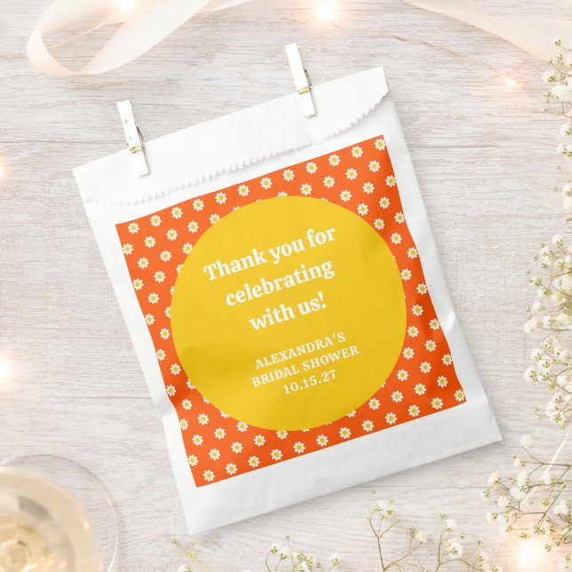 Niedlich Orange Daisy Brautparty Custom Vielen Dan Geschenktütchen (Ausgeschnitten)