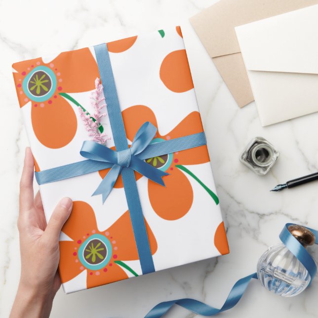 Niedlich Orange Daisy Pop Summer Blume Whimsical G Geschenkpapier (Schenken)